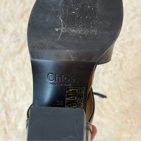 Chloe Rylee Leather Open-Toe Lace Up Booties Black block heel SZ 36 ankle buckle - Picture 8 of 15